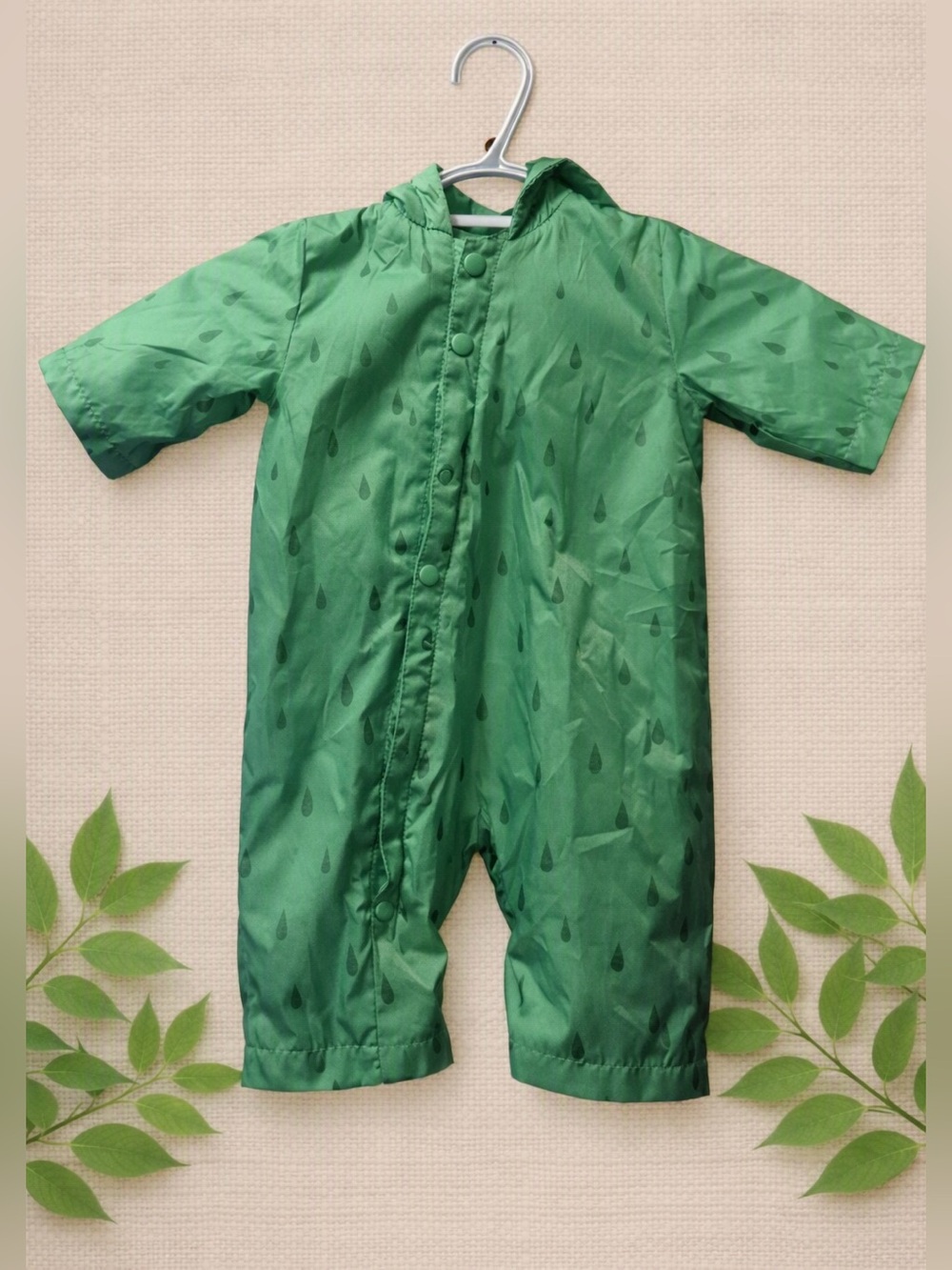 Green Baby Rain Suit with Hood – Waterproof One‑Piece